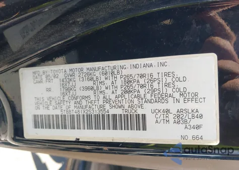 2002 Toyota Tundra Ltd V8 z USA, uszkodzony, nr VIN 5TBBT481X2S313554